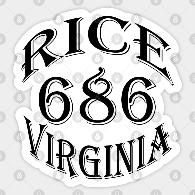 686 RICE VA (BLACK) Sticker by DodgertonSkillhause